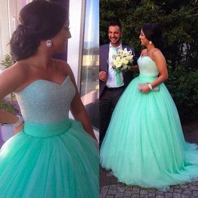 A line Green Ball Gown Evening Prom dresses, tulle prom dresses, prom dresses 2017, dresses for prom, sexy prom dress, 17018 Tunics New arrival