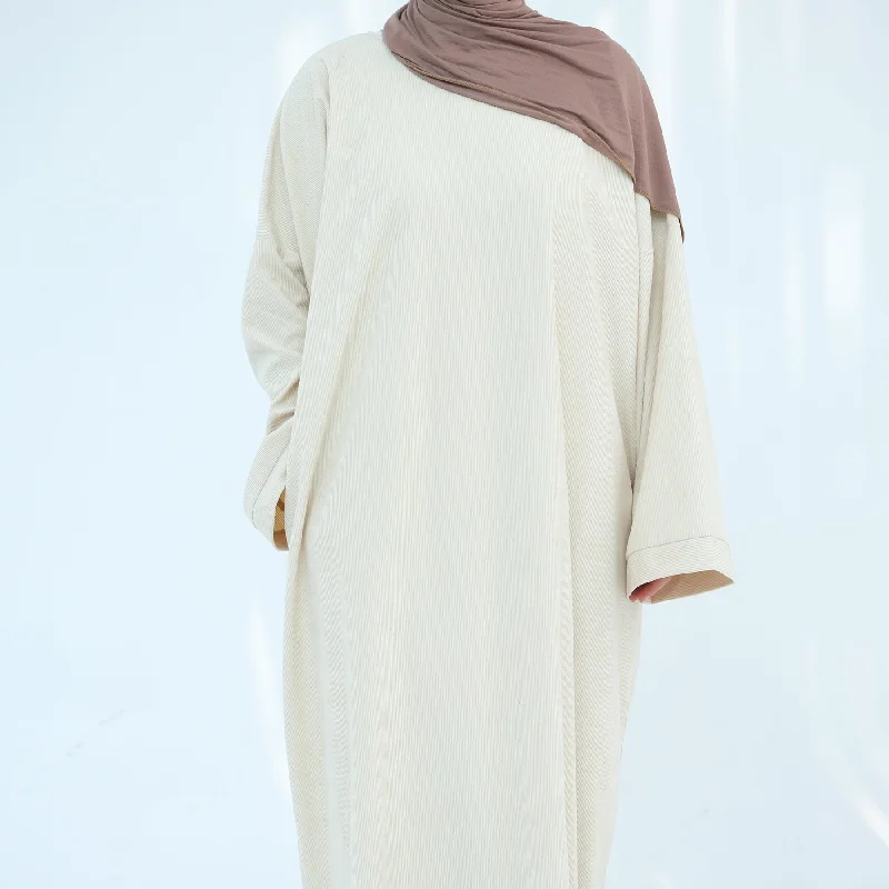 Annan Corduroy Abaya Dress - Beige Tunics Vintage classic