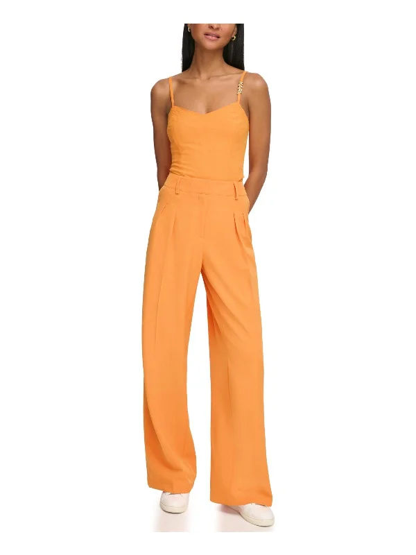 Womens Solid Crepe Suit Pants Elegant Dress Pants