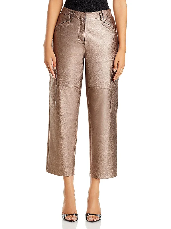 Diana Womens Metallic Cargo Cropped Pants Fashionable Track Pants