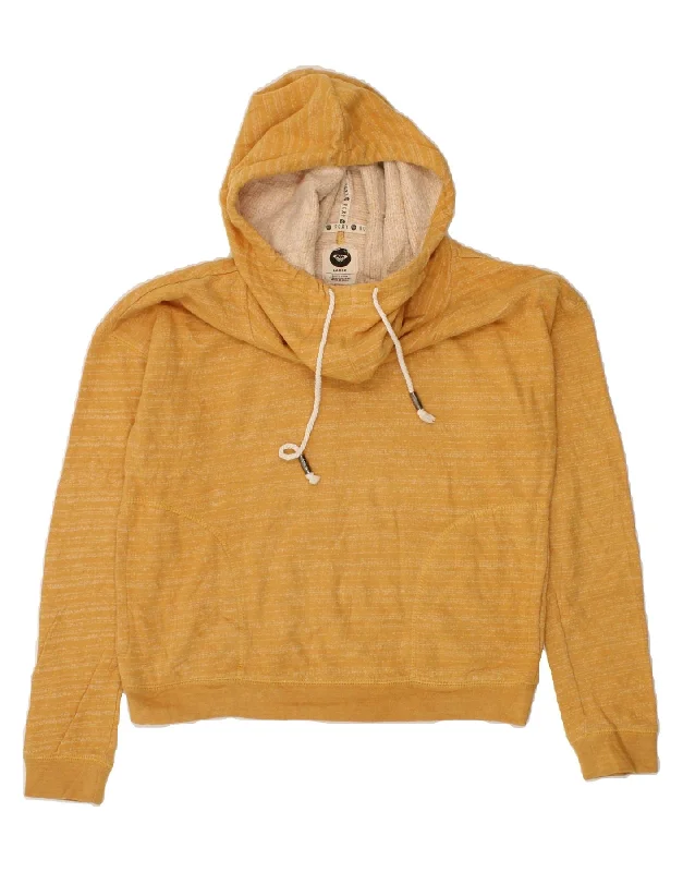 ROXY Womens Crop Hoodie Jumper UK 16 Large Yellow Flecked Hoodie Dress Longline Feminine