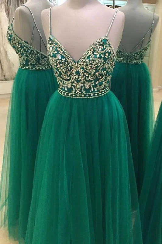 Sexy Backless Beaded Evening Prom Dresses, Long Tulle Party Prom Dress, Custom Long Prom Dresses, Cheap Formal Prom Dresses, 17057 Boatneck Modish Everyday