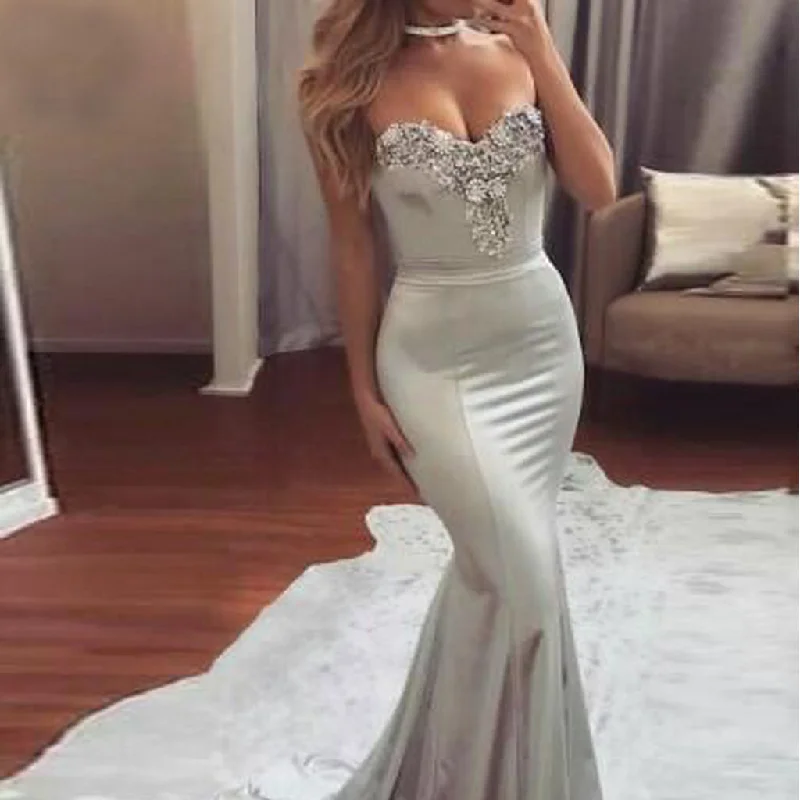 Long Prom Dresses, Satin Prom Dresses, Sexy Party Prom Dresses, Beading Evening Dresses, Sweet Heart Prom Dresses , Backless Prom Dresses, LB0448 Elegant Long Evening