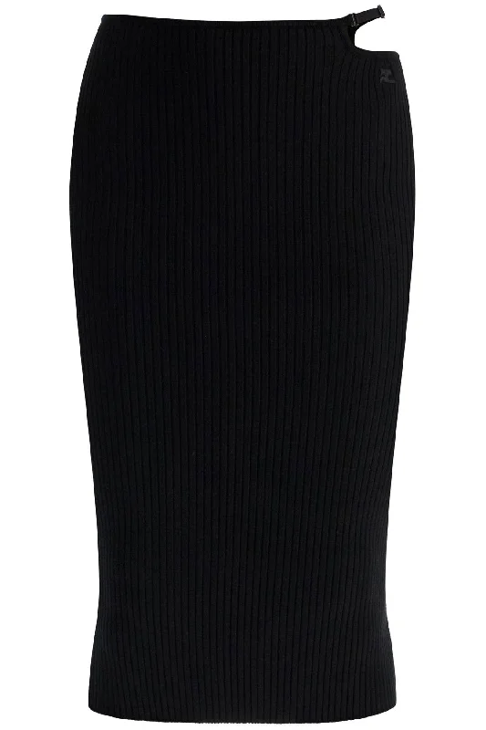 Courreges Women's  Midi Skirt In Viscose And Polyester With Vertical Ribs lace skirt elegant