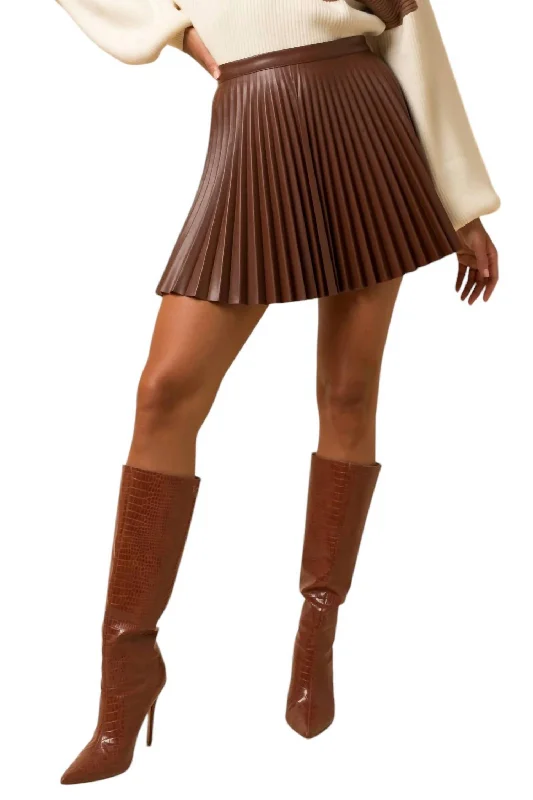 Ruby Faux Leather Mini Skirt In Chocolate wool skirt thick