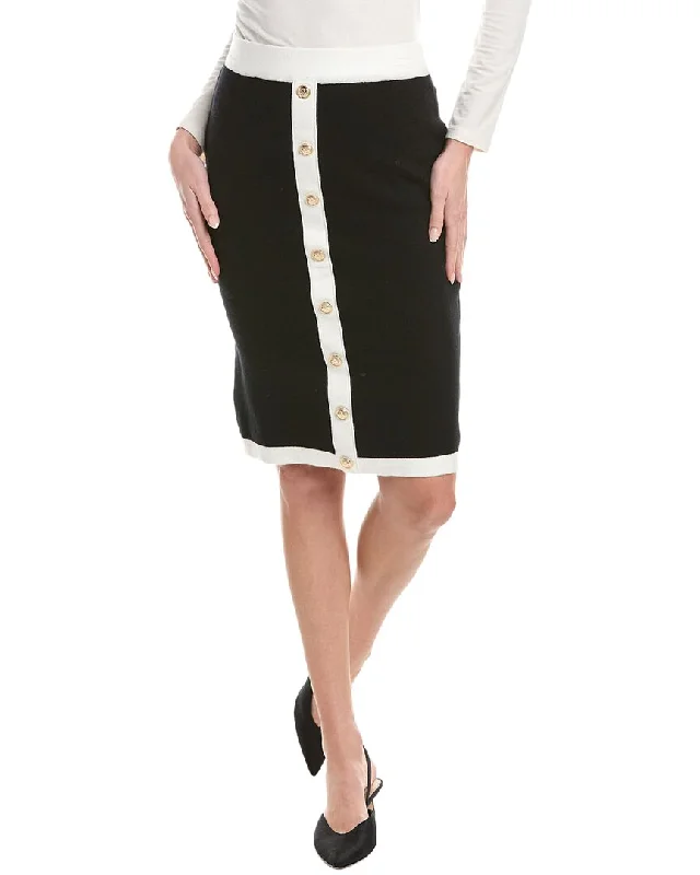 T Tahari Button Front Pull-On Skirt leather skirt durable