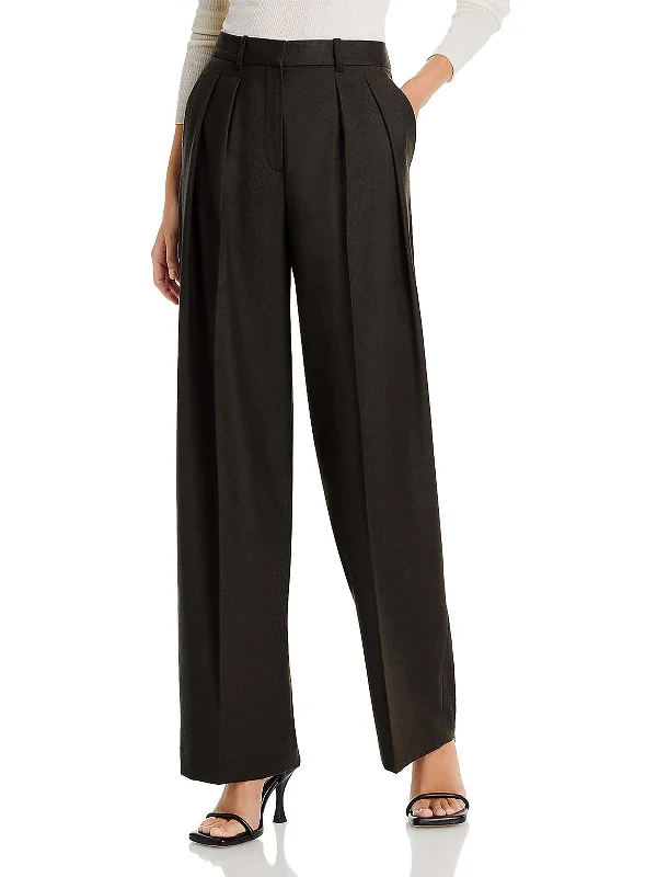 Womens Pleated Wool Dress Pants Soft Wool Pants