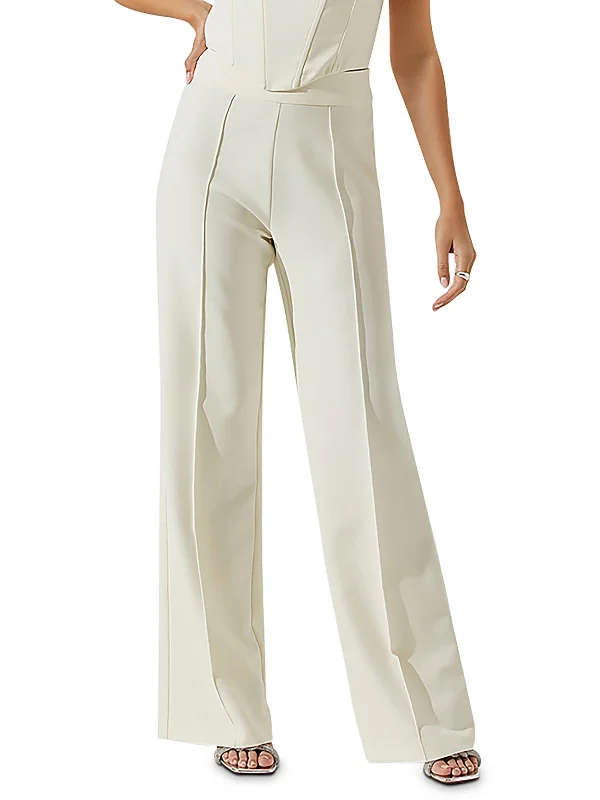 Madison Womens High Rise Wide Leg Straight Leg Pants Classic Chino Pants
