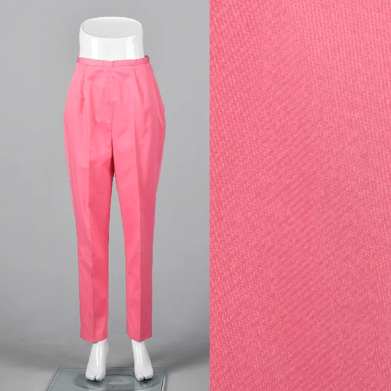 1950s Pink Tapered Pants Trendy Printed Pants
