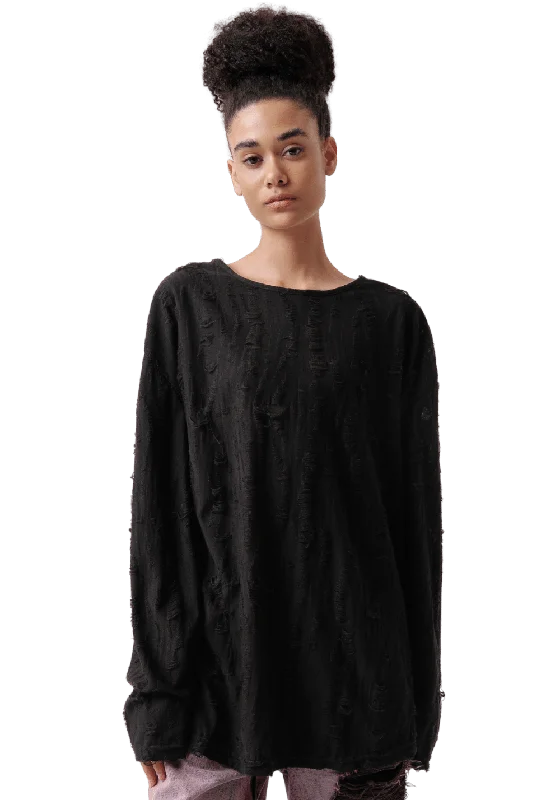 Cutout Distressed Sweatshirt Hoodie with Typography Text Message
