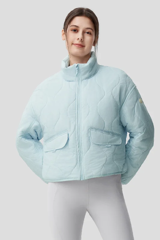 Women's Lightweight Quilted Jacket with Stand Collar Stand-Up Collar Roll-Neck Collar Turtle Neck