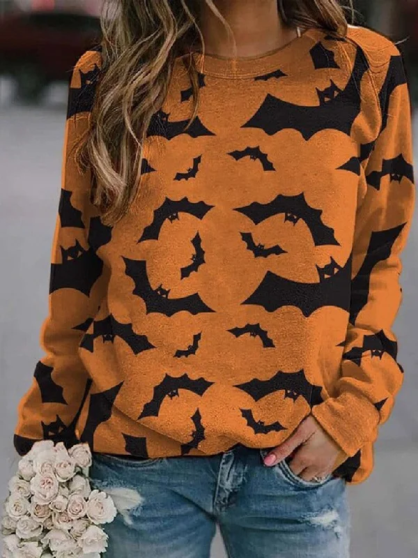 Round Neck Bat Sweater Ribbed Striped Patterned