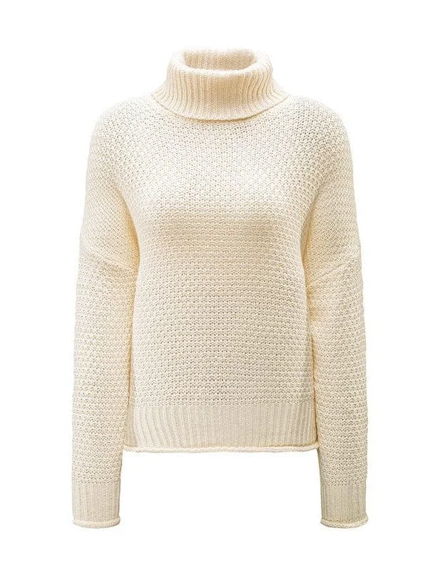 Women's Turtleneck Batwing Sleeve Knit Sweater Stretchy Elastic Breathable