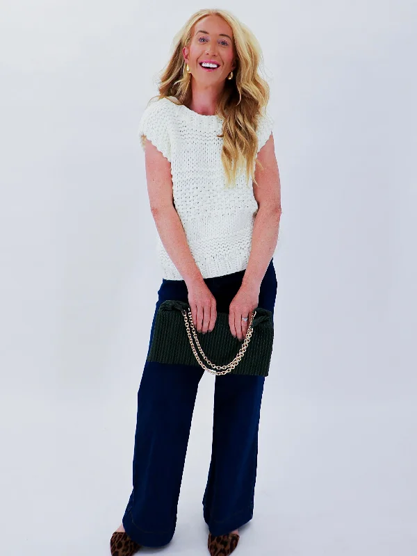 Isla Chunky Sweater Vest Mesh Fabric Canvas Fabric Denim Fabric