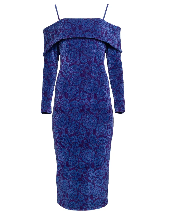 Cuffed Floral Sweater Dress | Blue Striped Floral Plaid