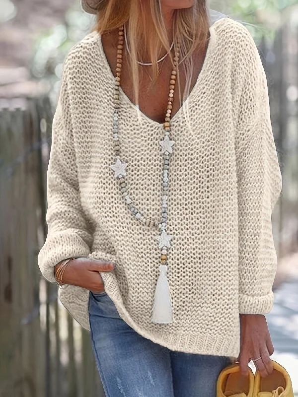 Autumn Knit Sweater Ribbed Striped Patterned