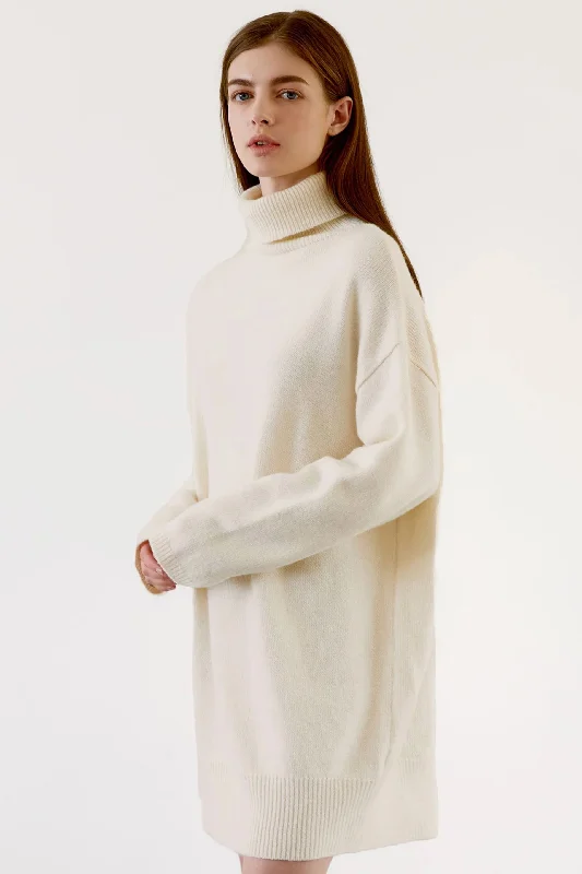 Cashmere Turtle Neck Sweater Dress Sequined Glittery Shiny