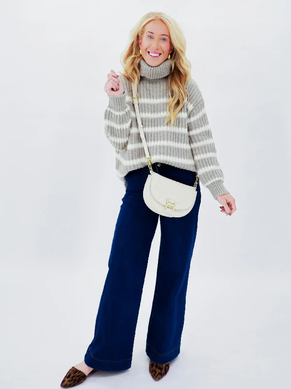 Mina Contrast Striped Sweater Chenille Fabric Brocade Fabric Lace Fabric