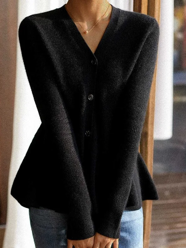 Autumn Winter V Neck Knitted Sweater High Neck Crew Neck V-Neck