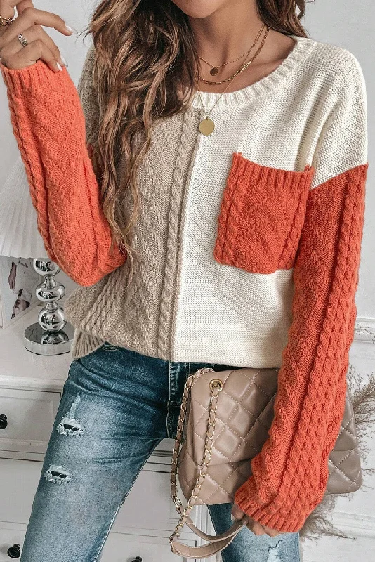 Colorblock Patchwork Drop Shoulder Sweater Terry Terry Cloth Terry Knit