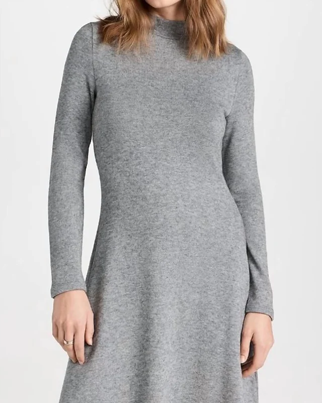 Long Sleeve Short Sweater Dress In Silver Dust | Silver Dust Fitted Slim Tailored