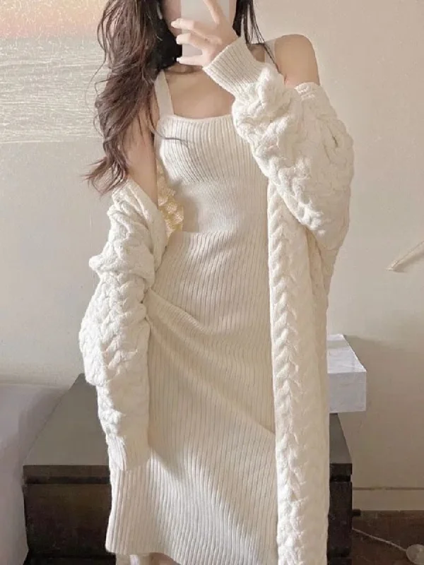 Getadme Elegant Knitted Two Piece Set Women Sweet Party Sweater Dress Set Female Button Designer Casual Kawaii Dress Suit Autumn Long Sweater Short Sweater Cropped Sweater Getadme Elegant Knitted Two Piece Set Women Sweet Party Sweater Dress Set Female Button Designer Casual Kawaii Dress Suit Autumn Long Sweater Short Sweater Cropped Sweater