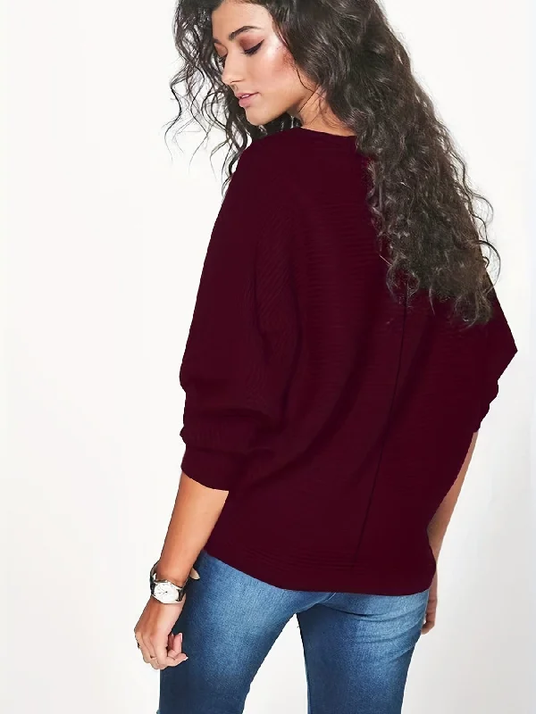 Basic Ribbed Mock Neck Sweater Embroidered Appliqued Beaded