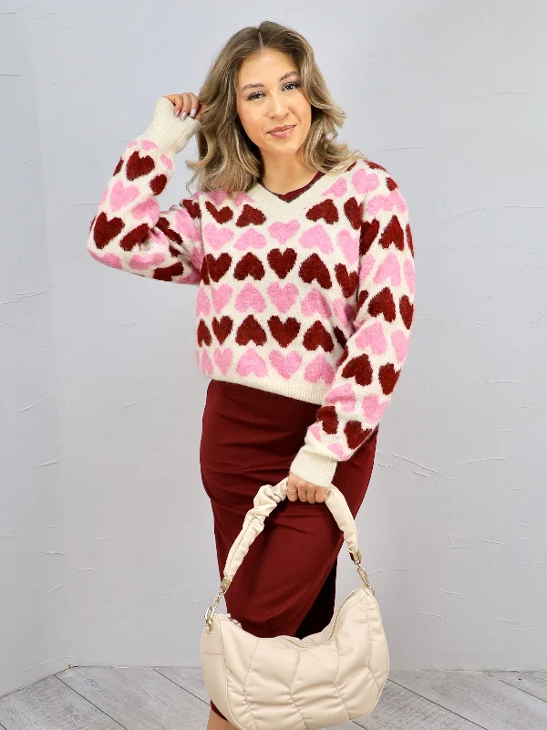 Get Sweet In Heart Sweater Cashmere Blend Cotton Blend Poly Blend