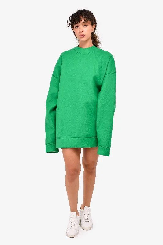 Marques Almeida Green Wool Sweater Dress Size M Open Front Closed Front Wrap Front