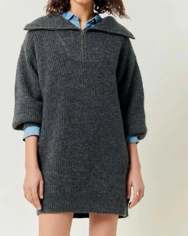 Eireann Robe Pull Sweater Dress In Graffit | Graffit Faux Fur Fabric Real Fur Fabric Shearling Fabric