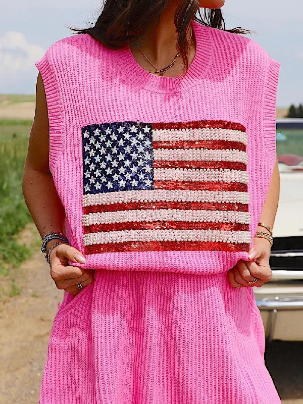 Let Freedom Ring Sweater Tank Elasticated Padded Insulated
