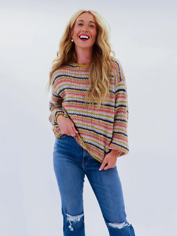 Louie's Striped Sweater Silk Blend Satin Velvet