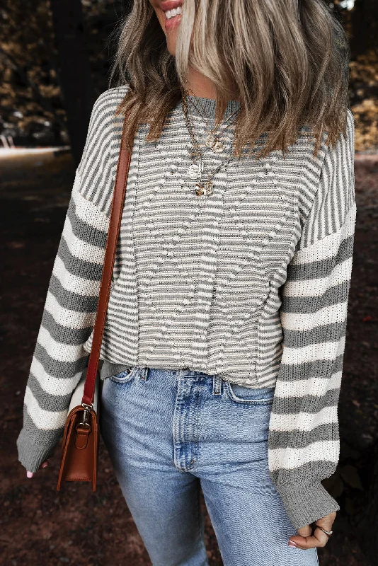 Drop Shoulder Sweater Cable Knit Ribbed Knit Lace Knit