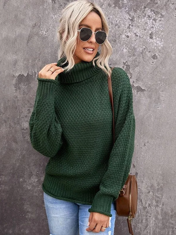 Textured Knit Turtleneck Sweater Cotton Fabric Linen Fabric Terry Fabric