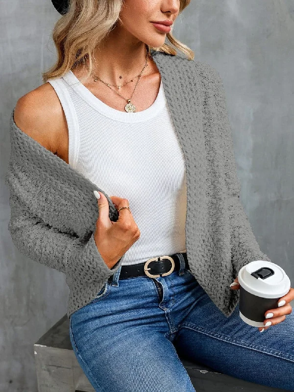 Women's Open Front Long Sleeve Knit Sweater Layered Multi-layer Single Layer