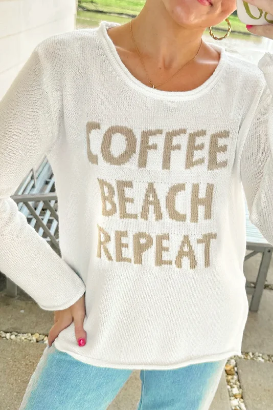 COFFEE BEACH REPEAT Graphic Sweater Fitted Slim Tailored