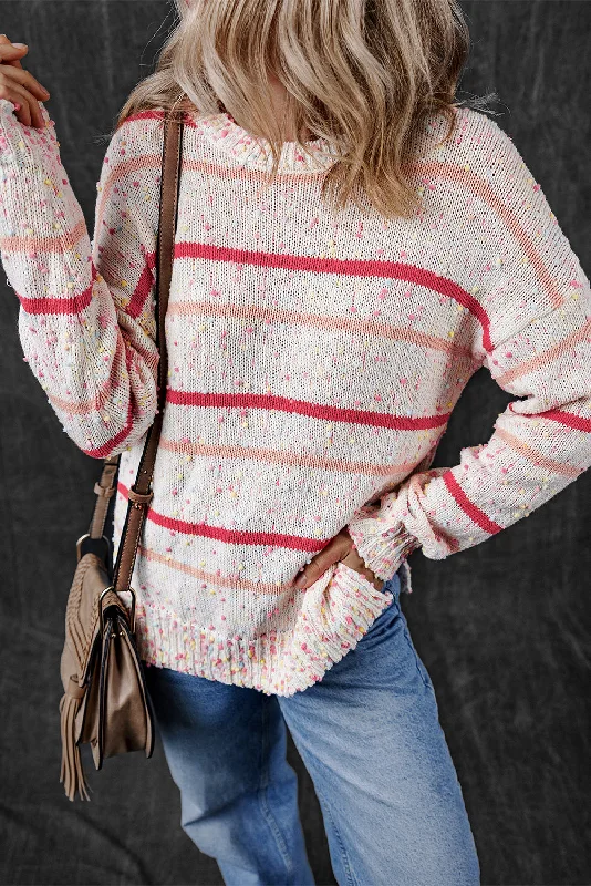 Striped Confetti Knit Sweater Fleece Fabric Down Fabric Feather Fabric