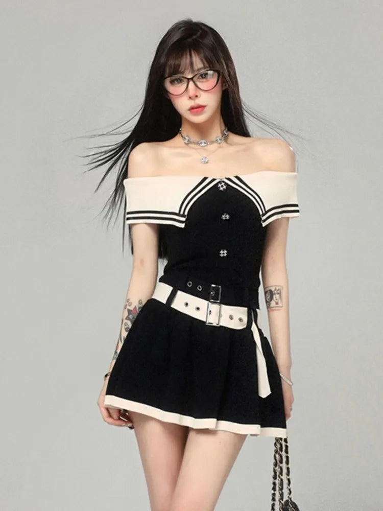 High Street Newest 2023 Korean Sweet Elegant Fashion Knitting Dress For Women Sleeveless Sexy Summer Dress Party Sweater Dresses Layered Multi-layer Single Layer