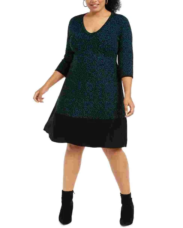 Taylor Women's Plus Size Animal Print Sweater Dress Green Size XXX-Large | Green Mesh Blend Leather Blend Suede Blend Taylor Women's Plus Size Animal Print Sweater Dress Green Size XXX-Large | Green Mesh Blend Leather Blend Suede Blend