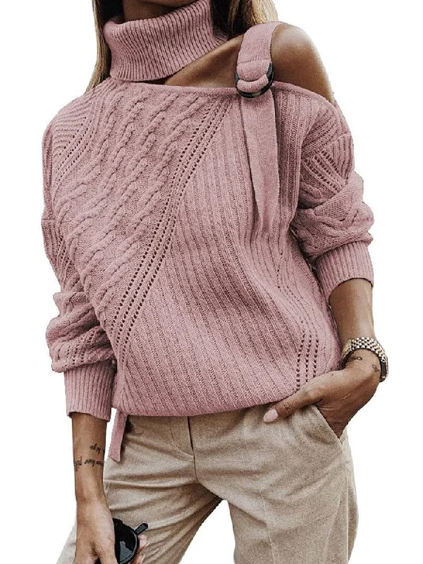 Asymmetrical Knit Sweater for Women Chenille Brocade Lace