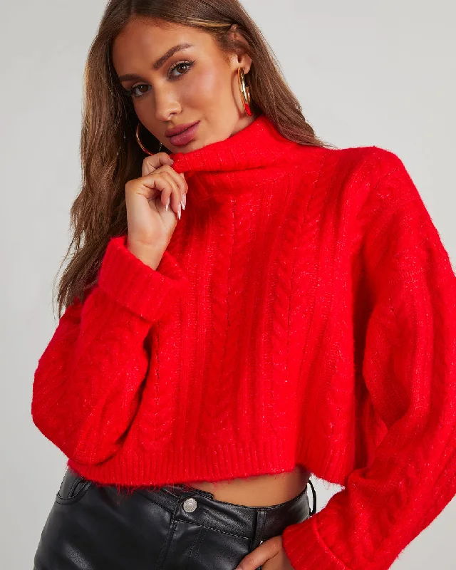 Georgie Cable Knit Turtleneck Pullover Sweater