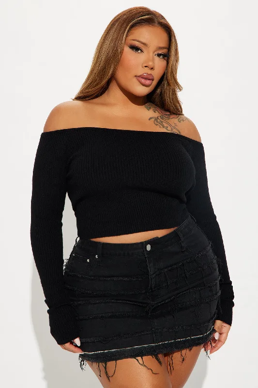 Madisyn Off Shoulder Sweater - Black