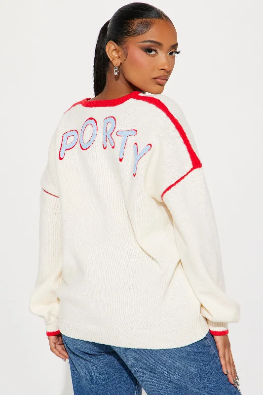 Sporty Oversized Sweater - Cream/combo