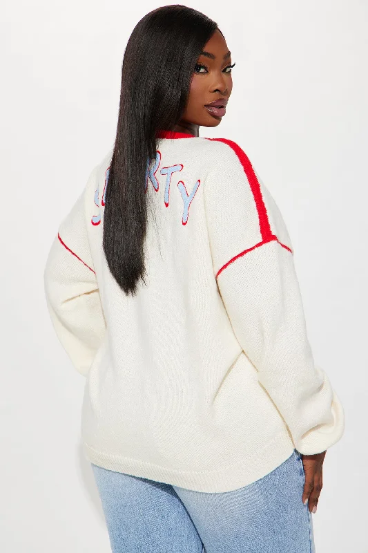 Sporty Oversized Sweater - Cream/combo