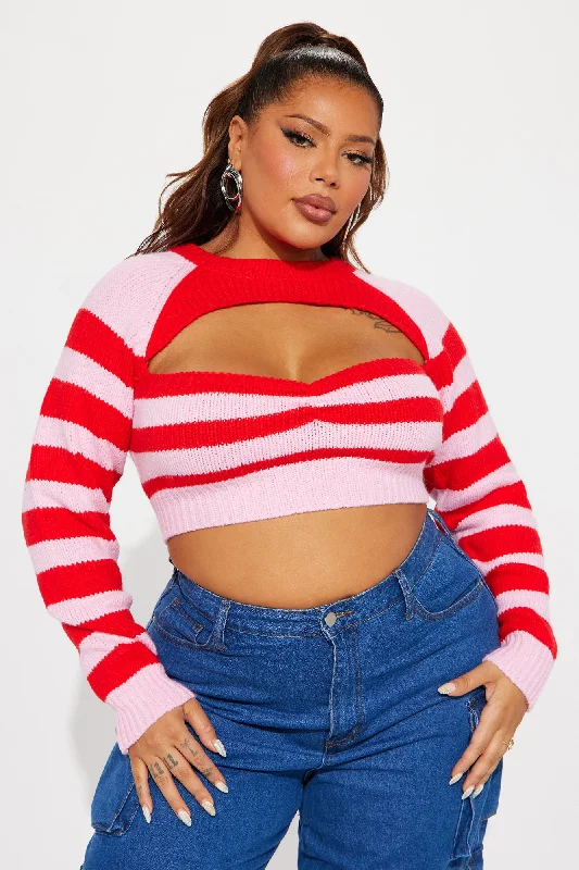 Zahara Striped Sweater Top - Pink/combo