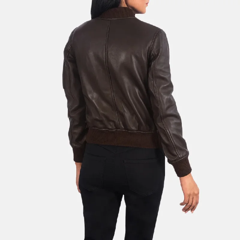 Brown Women's Leather Jacket in Sheepskin Leather