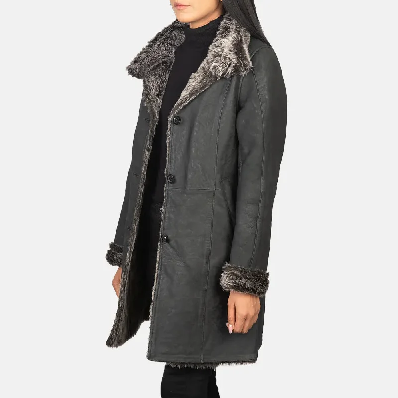 Distressed Black Female Trench Coat