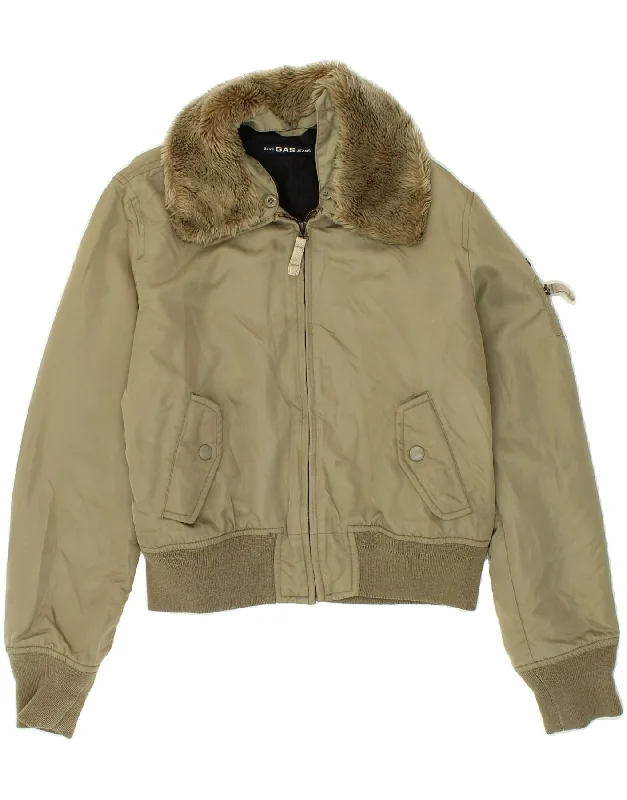 GAS Womens Bomber Jacket UK 16 Large Khaki