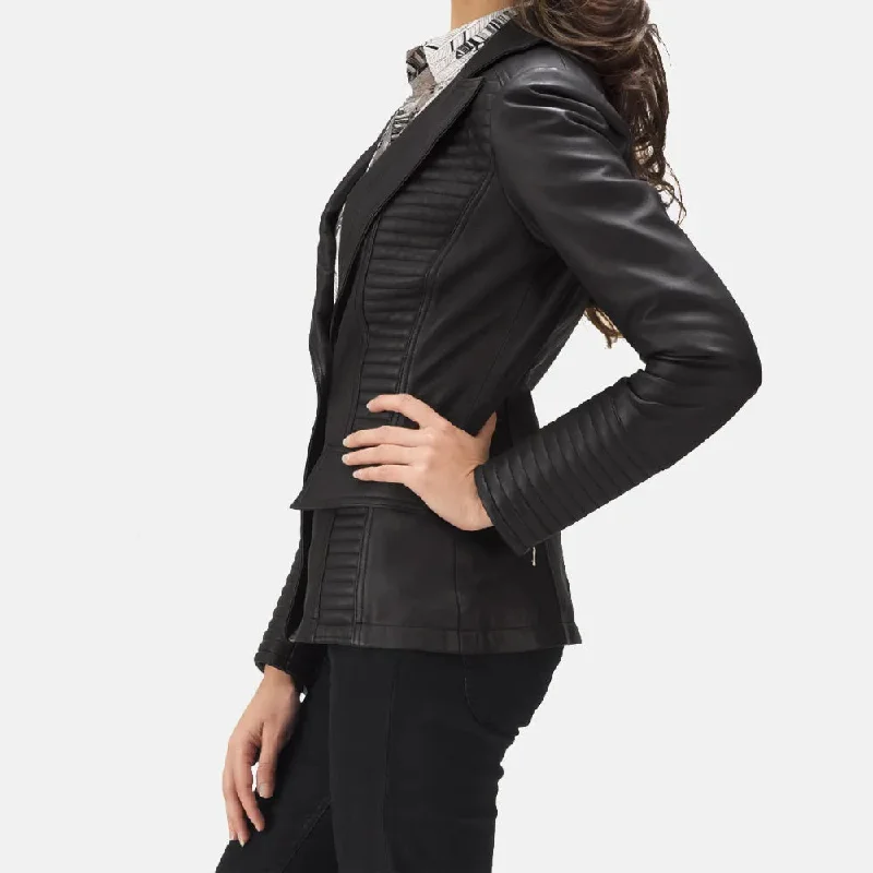 Black Leather Blazer Women - Sheepskin Leather