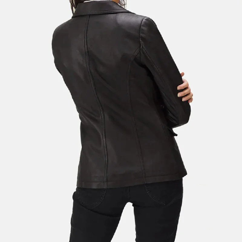 Black Leather Blazer Women - Sheepskin Leather